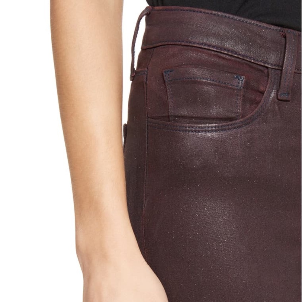 L’AGENCE Bordeaux Coated Margot High Waist Jeans - Picture 3 of 6